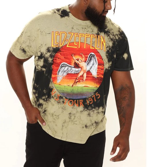 led zeppelin Other - Led Zeppelin Tour 1975 metal rock Bleached Official cotton T-Shirt 3XL NWT